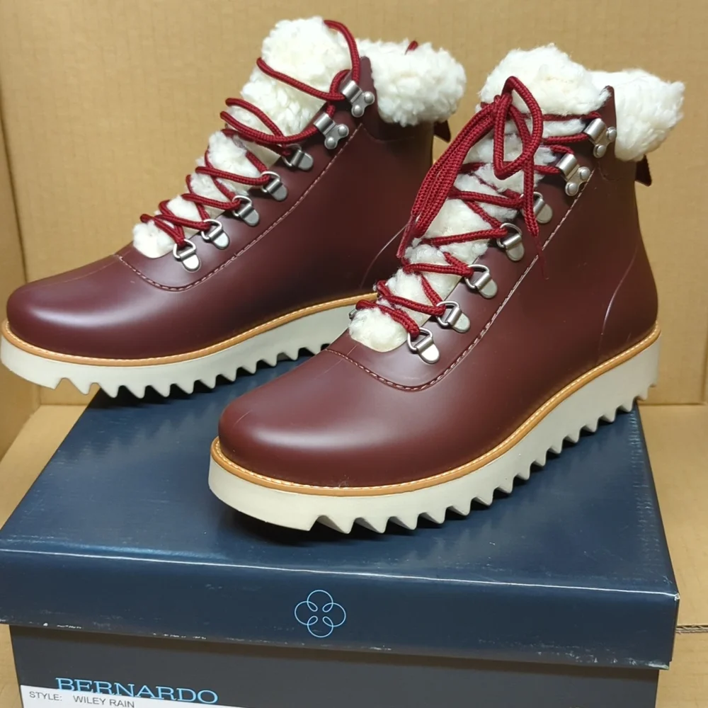 Anthropologie Bernardo Wiley rain Hit Chocolate Rain/winter  Boots, Size 8 - Picture 6 of 10